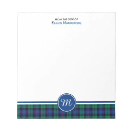 Armstrong Family Tartan Blue och Grönt Monogram Anteckningsblock