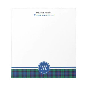 Armstrong Family Tartan Blue och Grönt Monogram Anteckningsblock