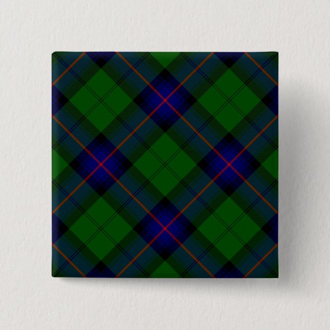Armstrong klan tartan blue grönt plaid knapp (Framsida)