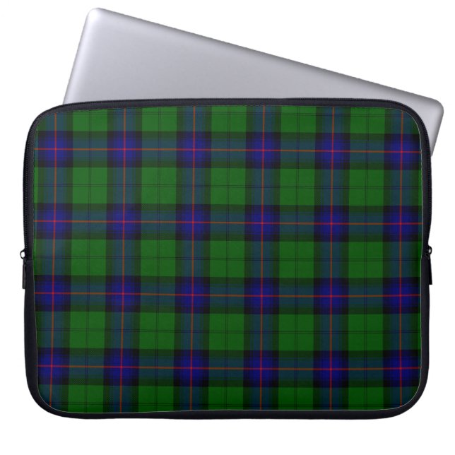 Armstrong klan tartan blue grönt plaid laptop fodral (Framsidan)
