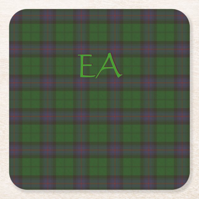 Armstrong Officiell Klan Tartan med initialer Underlägg Papper Kvadrat (Framsidan)