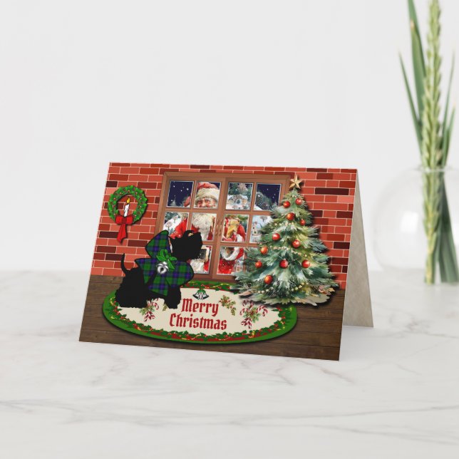 Armstrong Scottie & Santa w/Vapensköld Personlig Helgkort (Framsida)