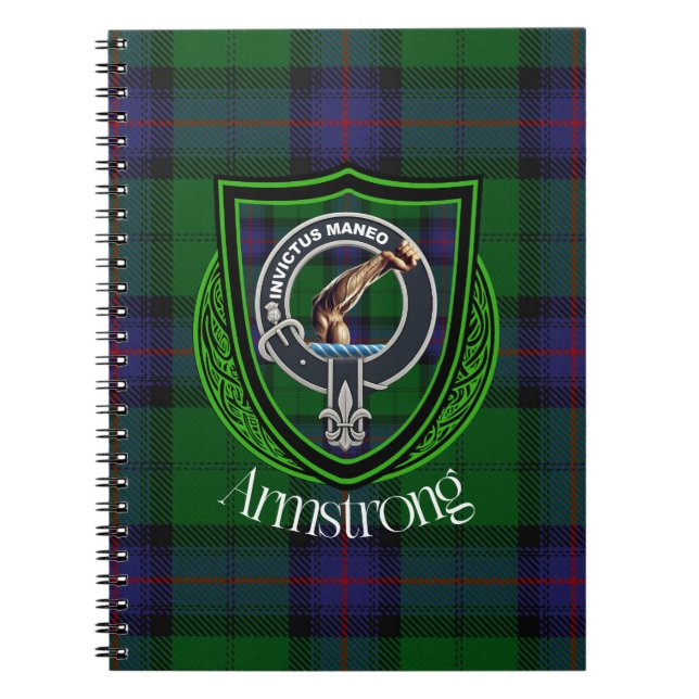 Armstrong Scottish Klan Tartan och Vapensköld Anteckningsbok (Framsidan)