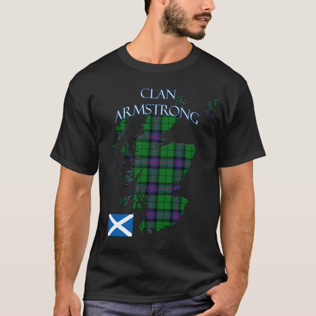 Armstrong Scottish Klan Tartan Scotland T Shirt (Framsida)
