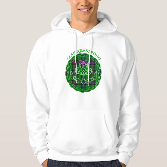 Armstrong Scottish Tartan Celtic Thistle Hoodie (Framsida)