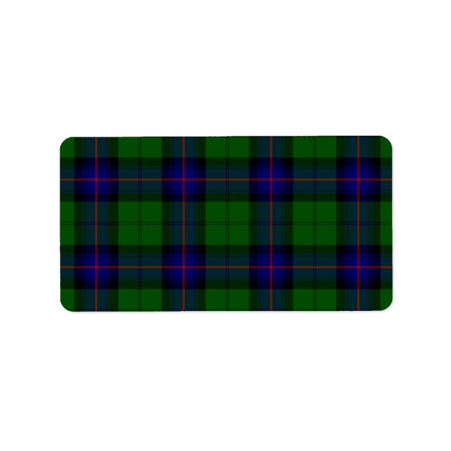 Armstrong tartan blue och grönt plaid adressetikett (Framsidan)