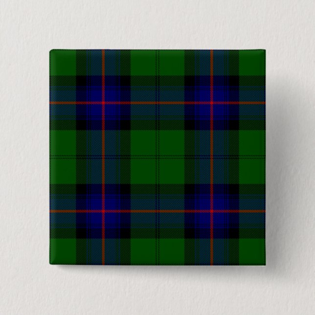 Armstrong tartan blue och grönt plaid knapp (Framsida)
