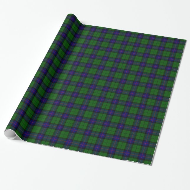 Armstrong tartan blue och grönt plaid presentpapper (Utrullad)