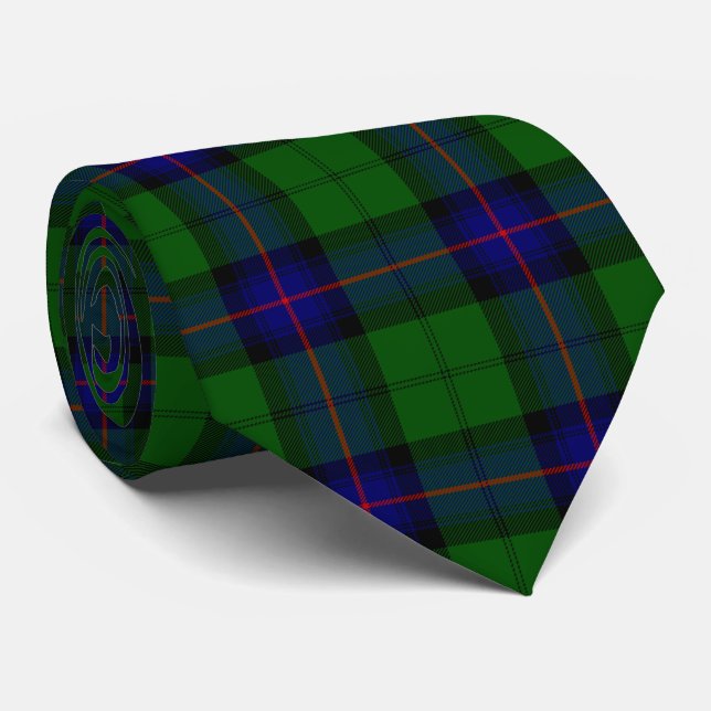 Armstrong tartan blue och grönt plaid slips (Rullad)