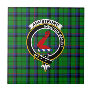 Armstrong Tartan, Clan Badge och Motto-platta Kakelplatta