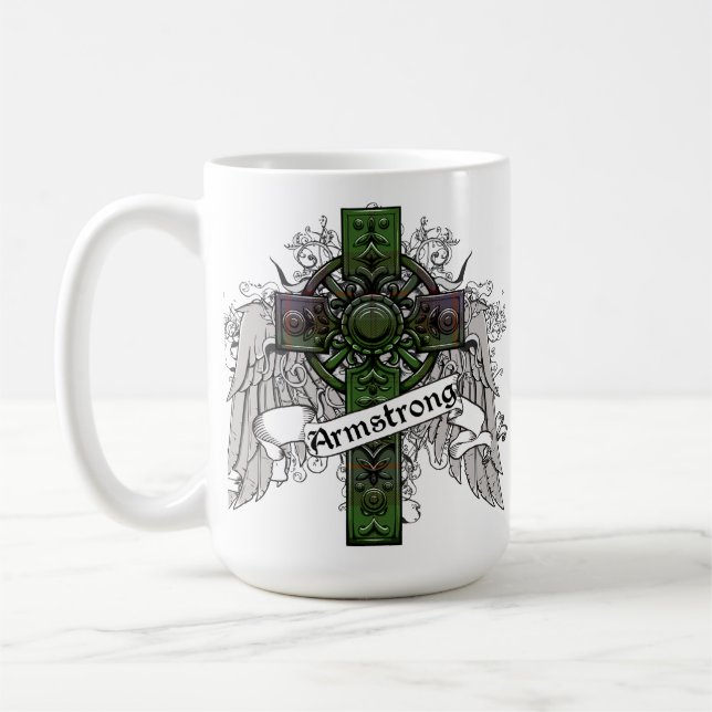 Armstrong,tartan,kor,klan,familj,celtic,plaid,Sc Kaffemugg (Vänster)