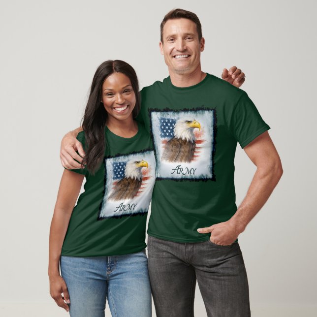Army American Flag & Eagle T Shirt (Unisex)