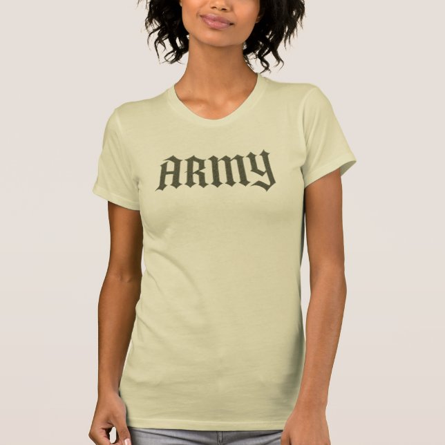 ARMY Calligraphy Engraved Military T-Shirt (Framsida)