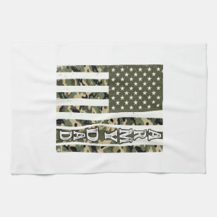 Army Dad Kamouflage Amerikansk Flagga Vintage T-Sh Kökshandduk