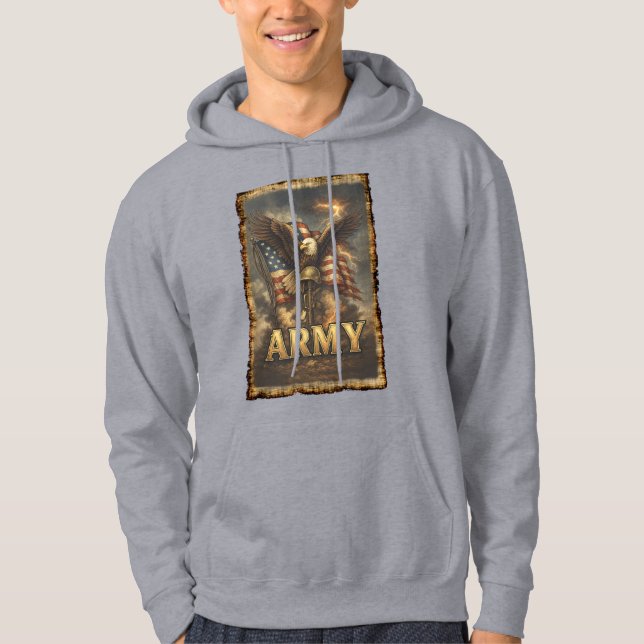 Army Emblem with Flag and Eagle Hoodie (Framsida)