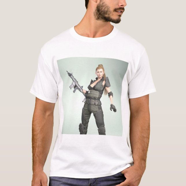 Army Girl 4 - Konsttryck T Shirt (Framsida)
