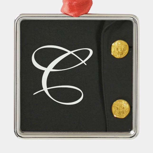ARMY klass A Enhetlig Dre Monogram initial ornamen Julgransprydnad Metall (Framsidan)