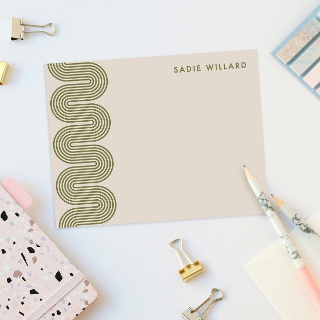 Army Lombard Wavy Lines Modern Stationery Card Anteckningskort (Skapare uppladdad)