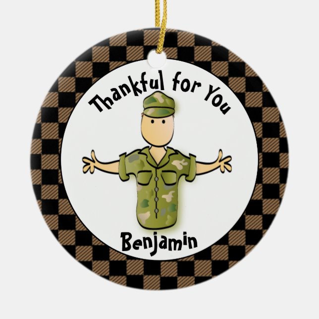 Army Man Personlig Gift - Funny Gift Veteran Julgransprydnad Keramik (Framsidan)