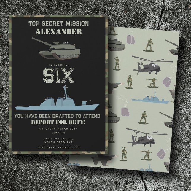 Army Military Camouflage Green Camo Birthday Inbjudningar (Army Military Camouflage Green Camo Birthday Invitation)