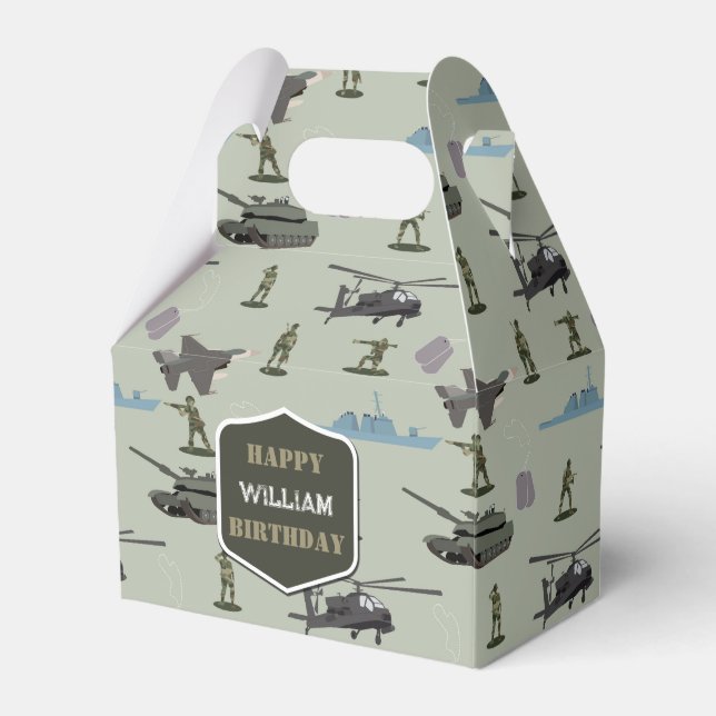 Army Military Camouflage Green Camo Birthday Presentaskar (Framsidan Sidan)