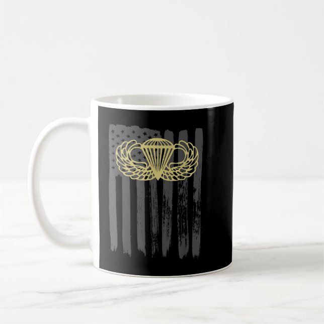 Army Parachute wings badge and US Flag airborne  Kaffemugg (Vänster)