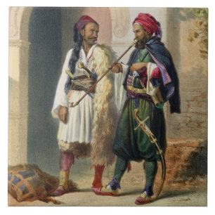 Arnaout och Osmanli soldater i Alexandria, illust Kakelplatta