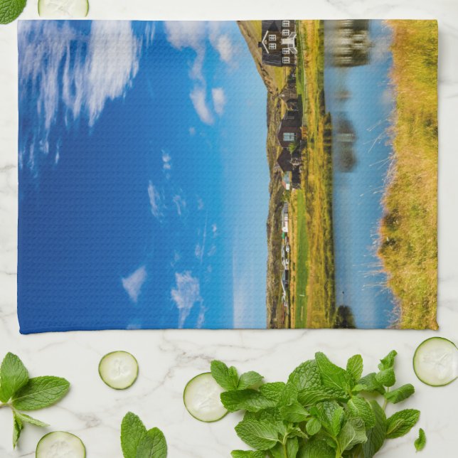 Arnarstapi Amtmansshus och berget Stapafell, Islan Kökshandduk (Vikta)