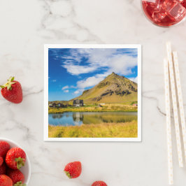 Arnarstapi Amtmansshus och berget Stapafell, Islan Pappersservett