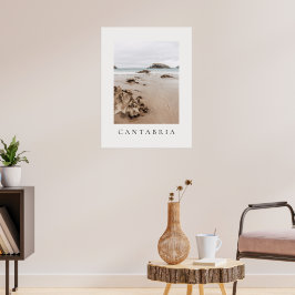 Arnia beach in Spain, neutral aesthetic beach Poster