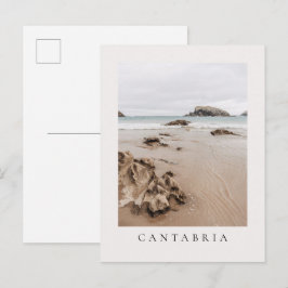 Arnia beach in Spain, neutral aesthetic beach Vykort