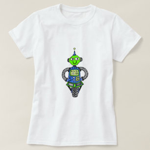 Arnie robot, blått och grönt t shirt