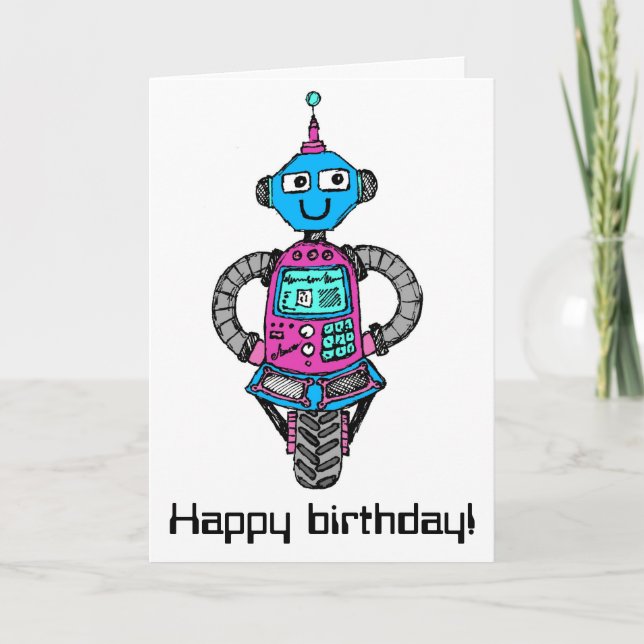 Arnie Robot: Rosa och blå Kort (Framsida)