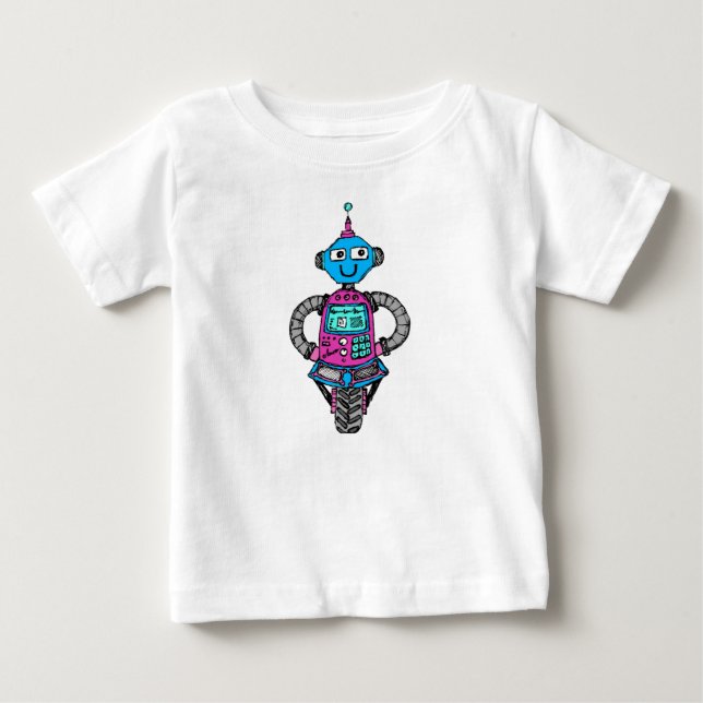 Arnie Robot: Rosa och blue T-shirt (Framsida)
