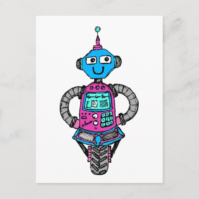 Arnie Robot: Rosa och blue Vykort (Framsida)