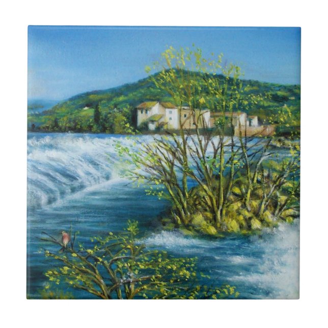 ARNO RIVER I ROVEZANO Florence Tuscany Ligcape Kakelplatta (Framsidan)