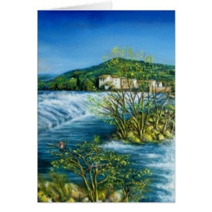 ARNO RIVER VID Italien ROVEZANO Florence Hälsningskort