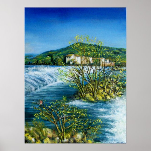 ARNO RIVER VID Italien ROVEZANO Florence Poster (Framsidan)