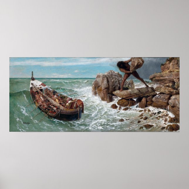 Arnold Böcklin Odysseus och Polyphemus Poster (Framsidan)