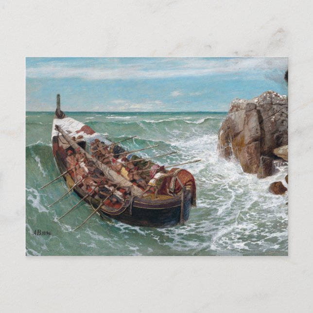 Arnold Böcklin Odysseus och Polyphemus Vykort (Framsida)