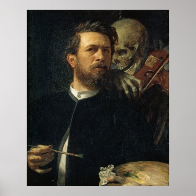 Arnold Böcklin - Self-Porträtt med döden Poster (Framsidan)