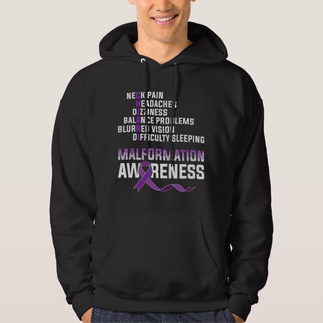 Arnold Chiari Missbildning Warrior Med Överlevare  Hoodie (Framsida)