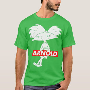 Arnold in Red Box Arnold Posing with Arm Cros T Shirt