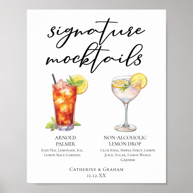 Arnold Palmer Lemon Drop Tropisk Bröllops Mocktail Poster (Framsidan)