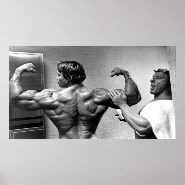 Arnold Schwarzenegger, svart och vit Vintage 4k Poster (Framsidan)