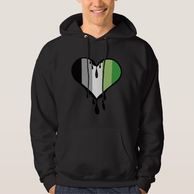 Aro Pride - droppande hjärta Hoodie (Framsida)