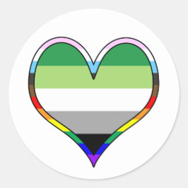 Aro Pride Heart Classic Round Sticker Runt Klistermärke