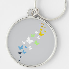 AroAce Agender Pride Butterfly Trail Rund Silverfärgad Nyckelring