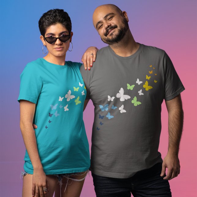 AroAce Agender Pride Butterfly Trail T Shirt (Skapare uppladdad)