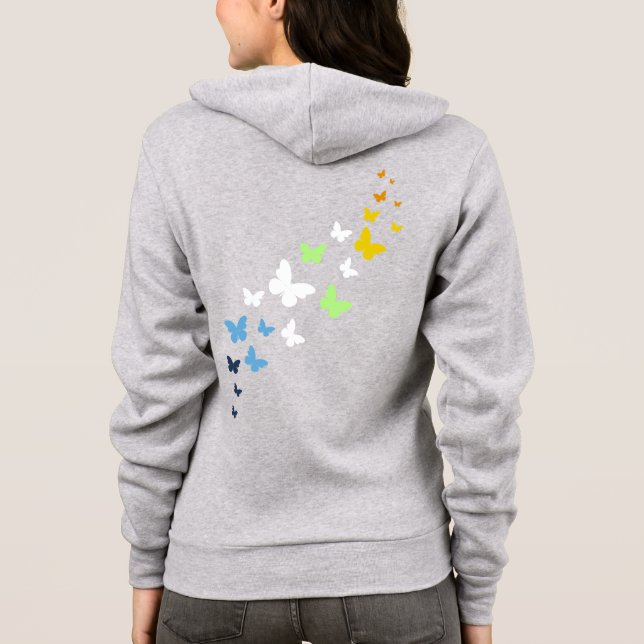 AroAce Agender Pride Butterfly Trail T Shirt (Baksida)